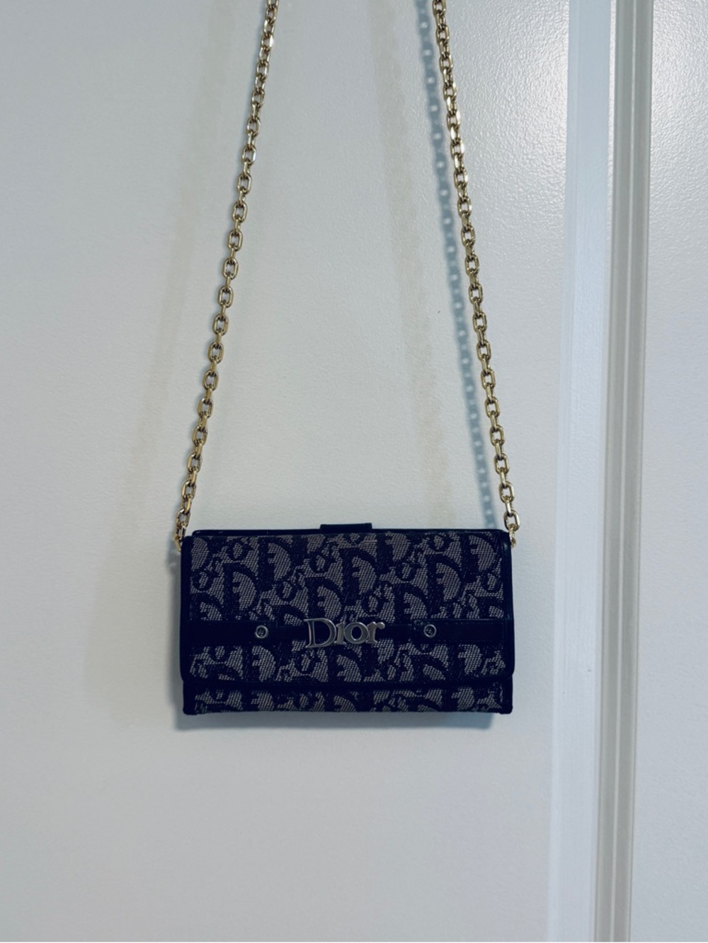 Chridtian Dior Navy Blue Long Wallet Authentic
